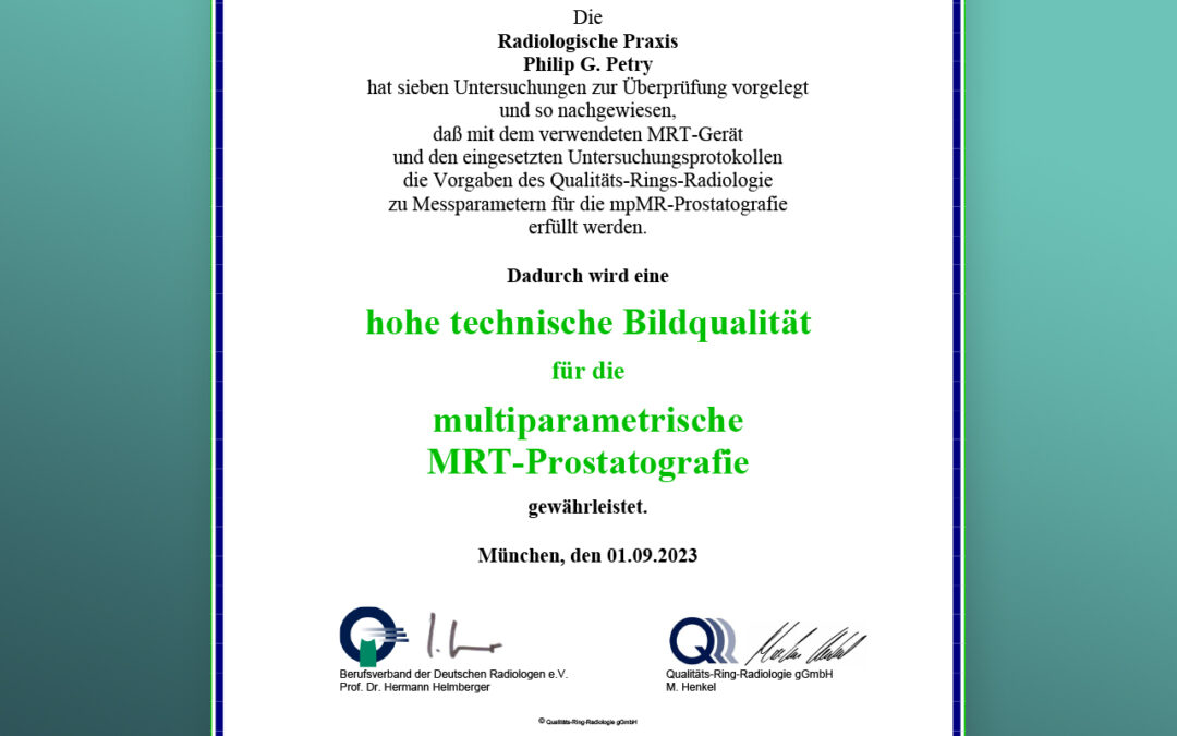 „Hohe technische Bildqualität“ bei Prostata-MRT zertifiziert